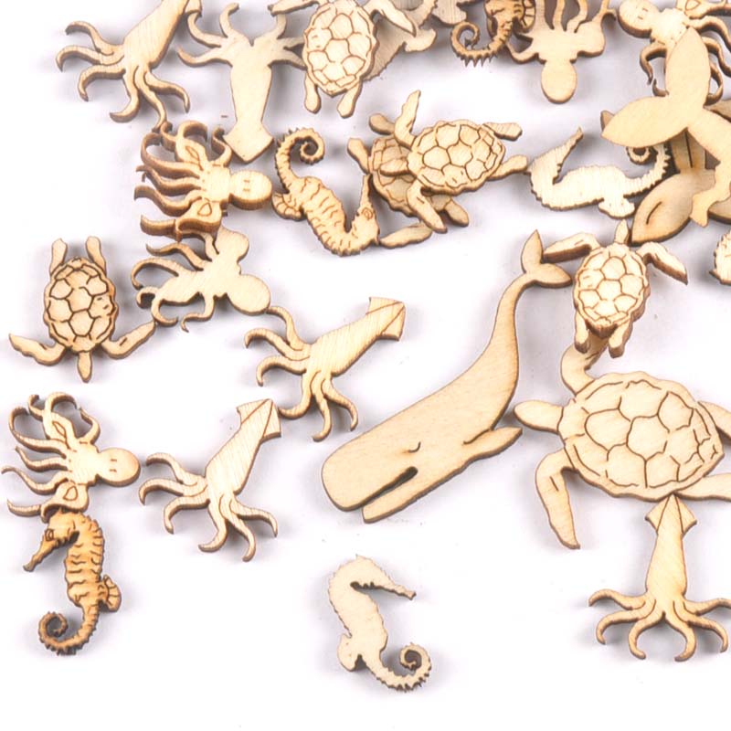 Art Craft Horse - 20Pcs 25-40Mm Penyu/Kuda/Paus Kayu DIY Kerajinan