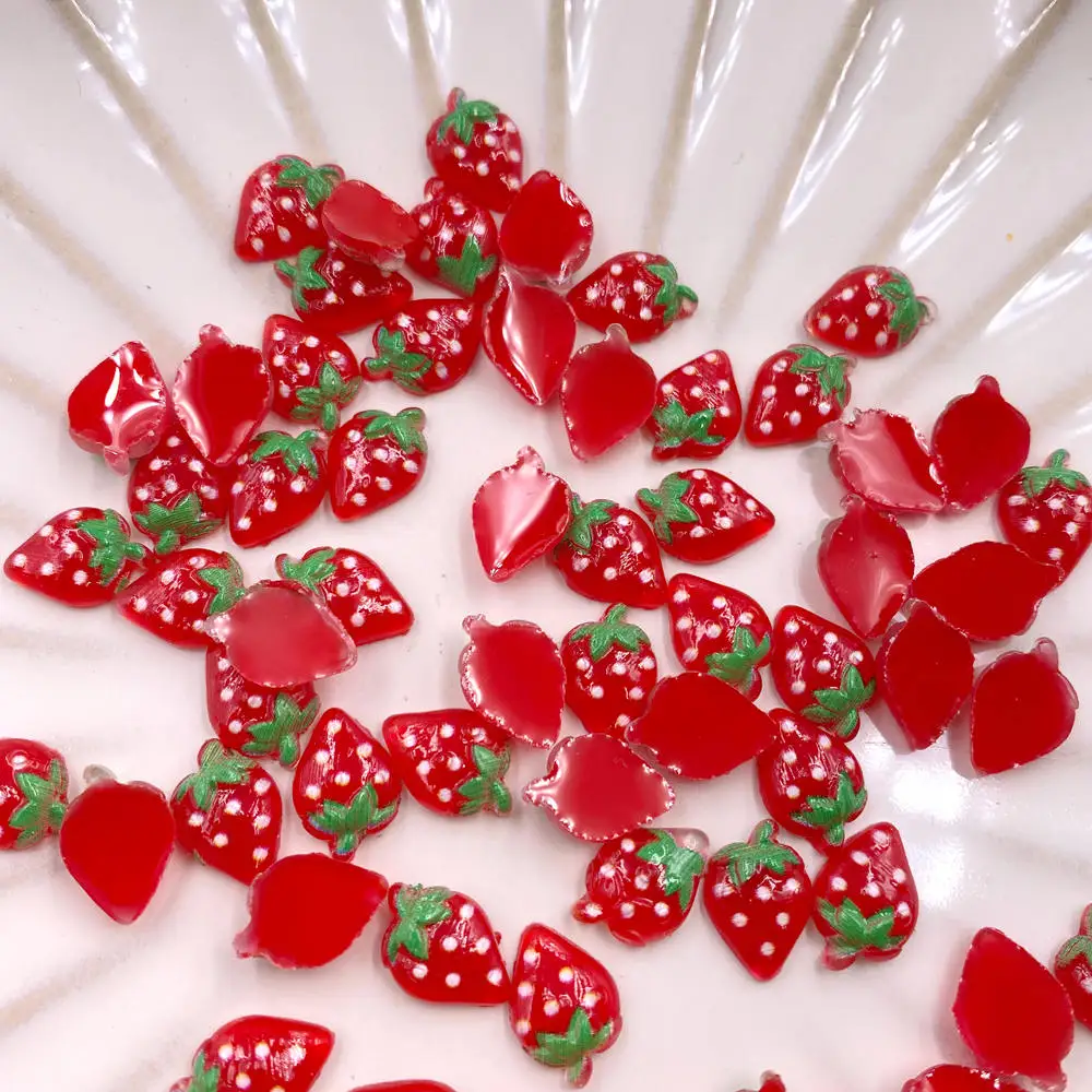 Art Craft New Year - 60 Buah Patung Stroberi Merah Kristal