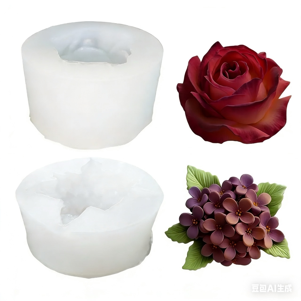 Art Craft Rose - 2 Buah Cetakan Silikon Bunga Mawar