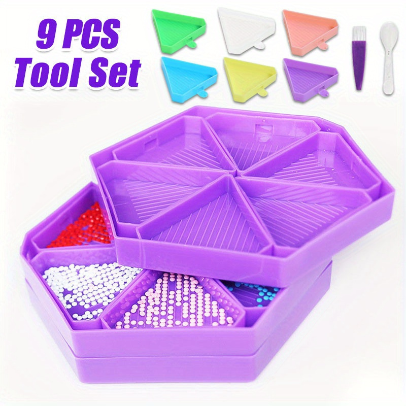 Diamond Painting Kit - 9 Buah Baki Lukisan Berlian Baru,