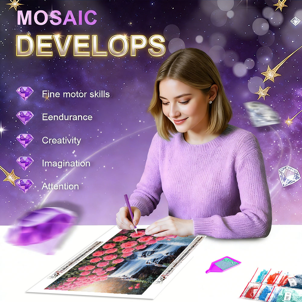 HUACAN Diamond Mosaic Kits Luk - Art Craft Rose ulasan dan harga