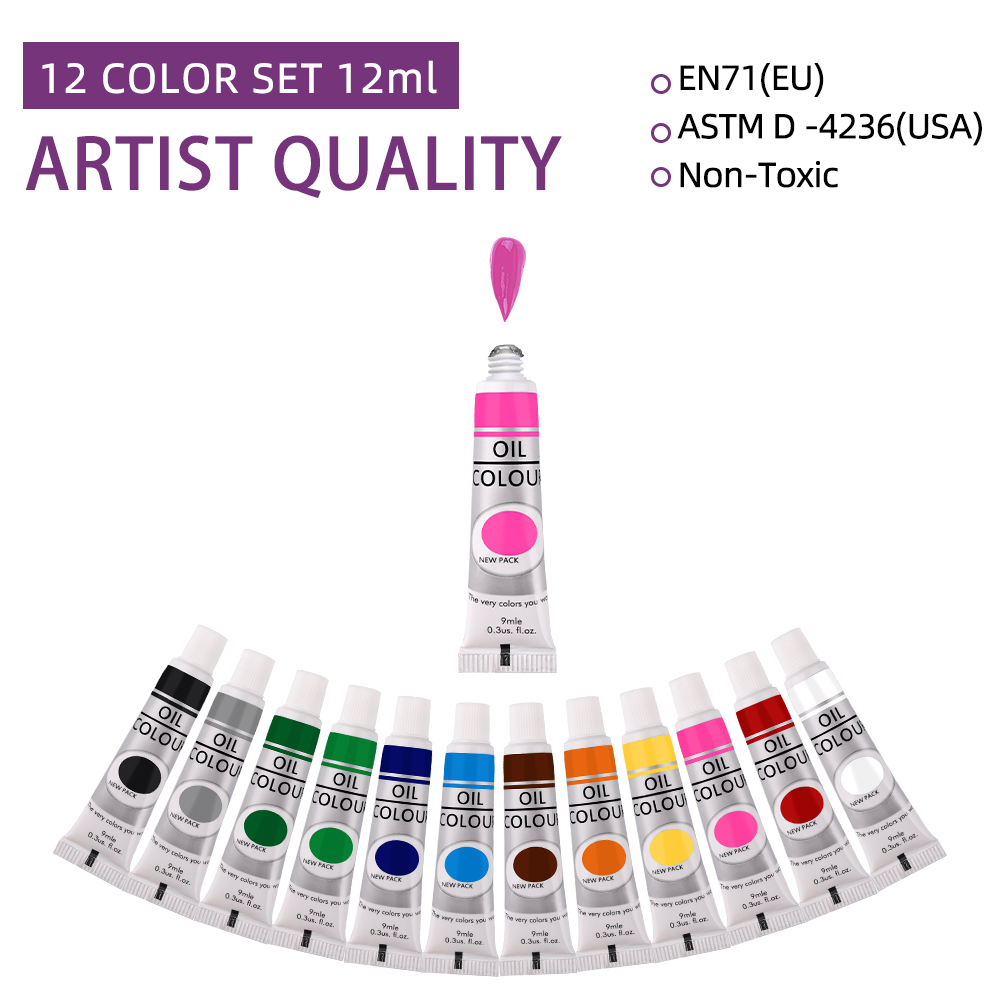 Set cat minyak 12 warna 9ml ta - Art Craft Youtube ulasan dan harga