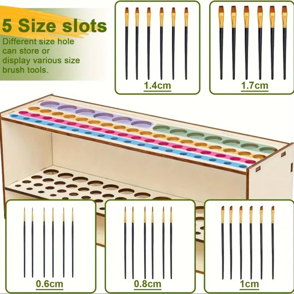 Tempat Sikat Kayu 67-Slot Prem - Art Craft Japan ulasan dan harga